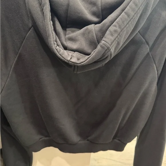 Adidas Black Hoodie Crop with White Drawstrings - Picture 4 of 5